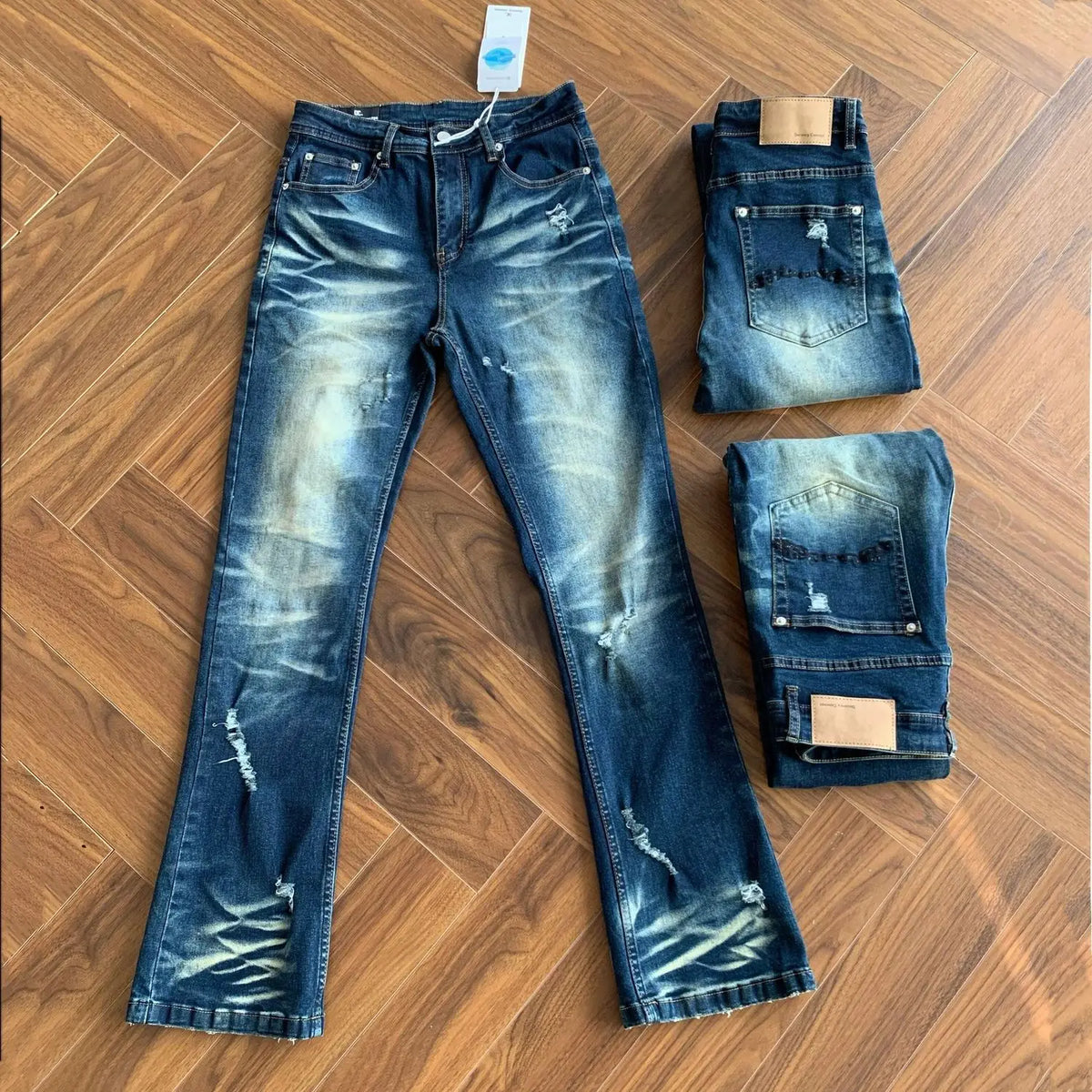 Washed Cat Beard Jeans