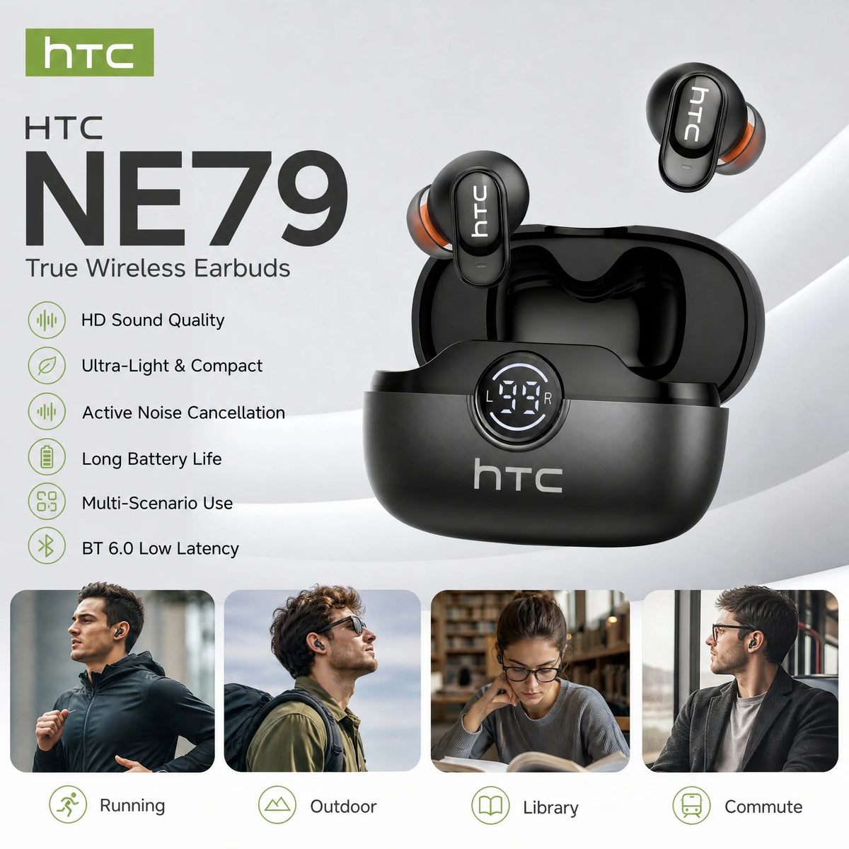 HTC NE79 Bluetooth AI Translator Earbuds