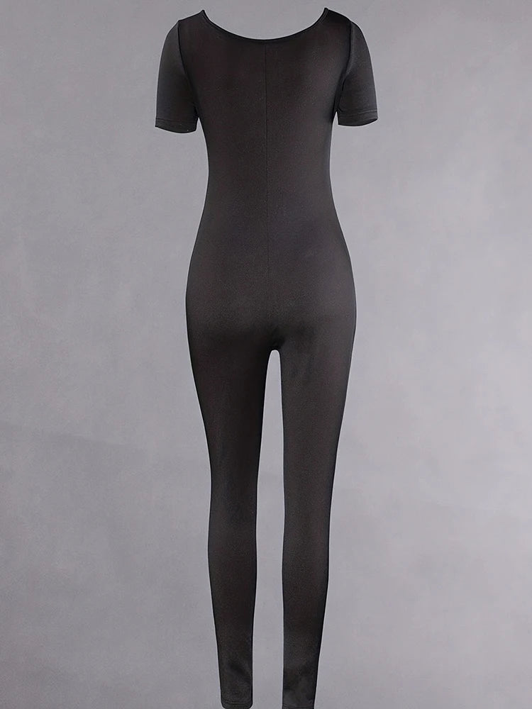 Women's Short Sleeve Solid Color One-piece