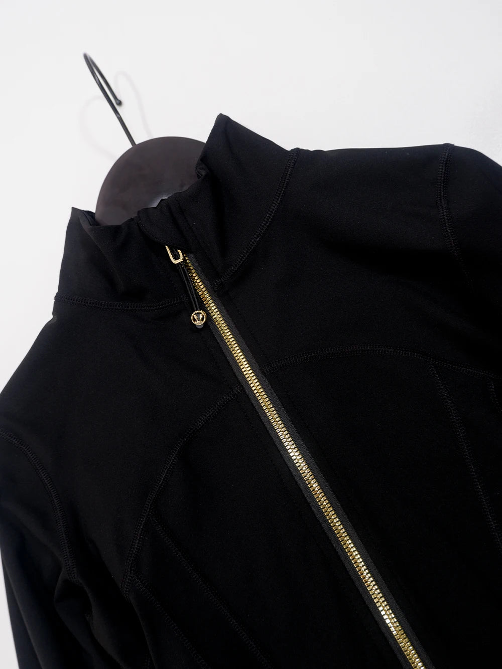 Gold zipper jacket and yoga pants set