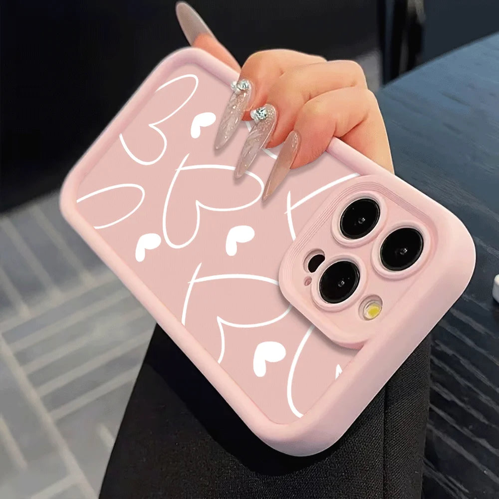 Cute Pink Love Heart Phone Cases For iPhone