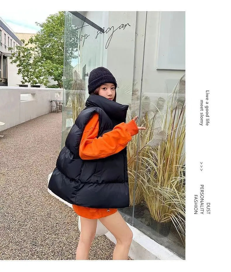 \Women's Stand Collar Zipper Vest