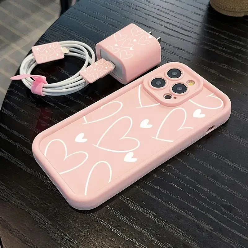 Cute Pink Love Heart Phone Cases For iPhone