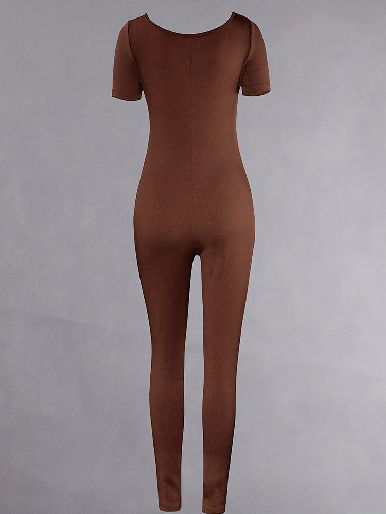 Women's Short Sleeve Solid Color One-piece