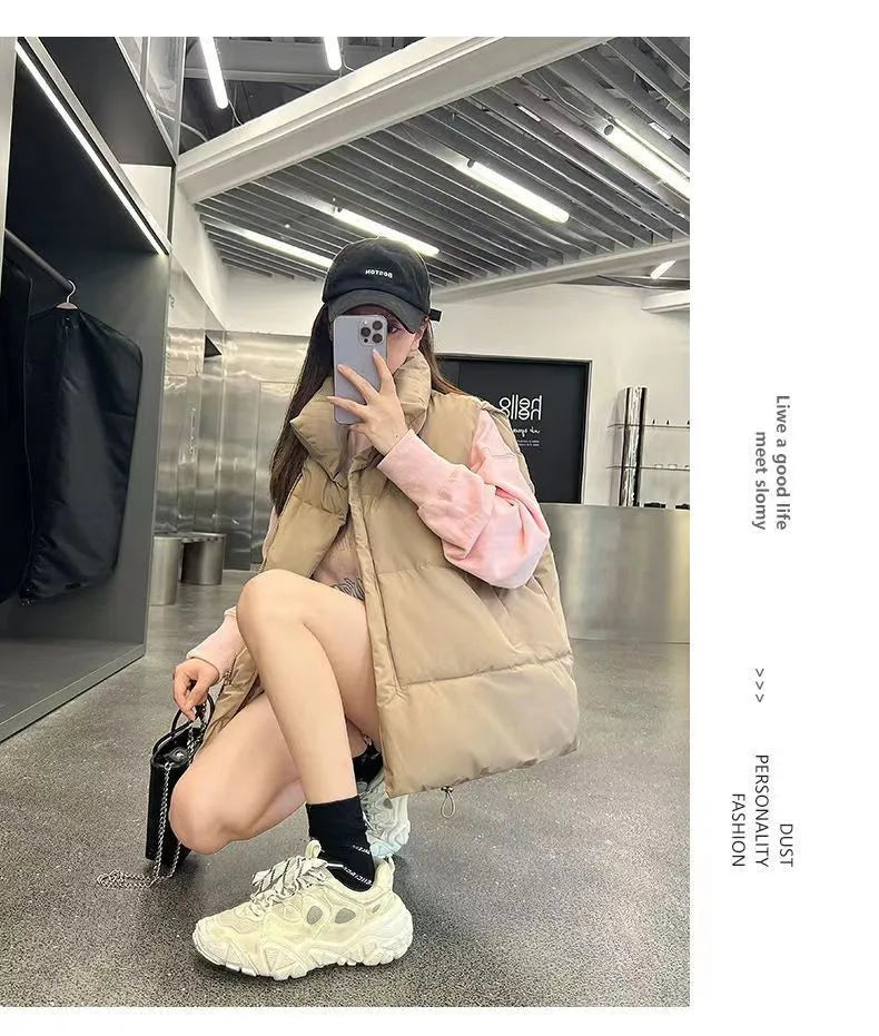 \Women's Stand Collar Zipper Vest