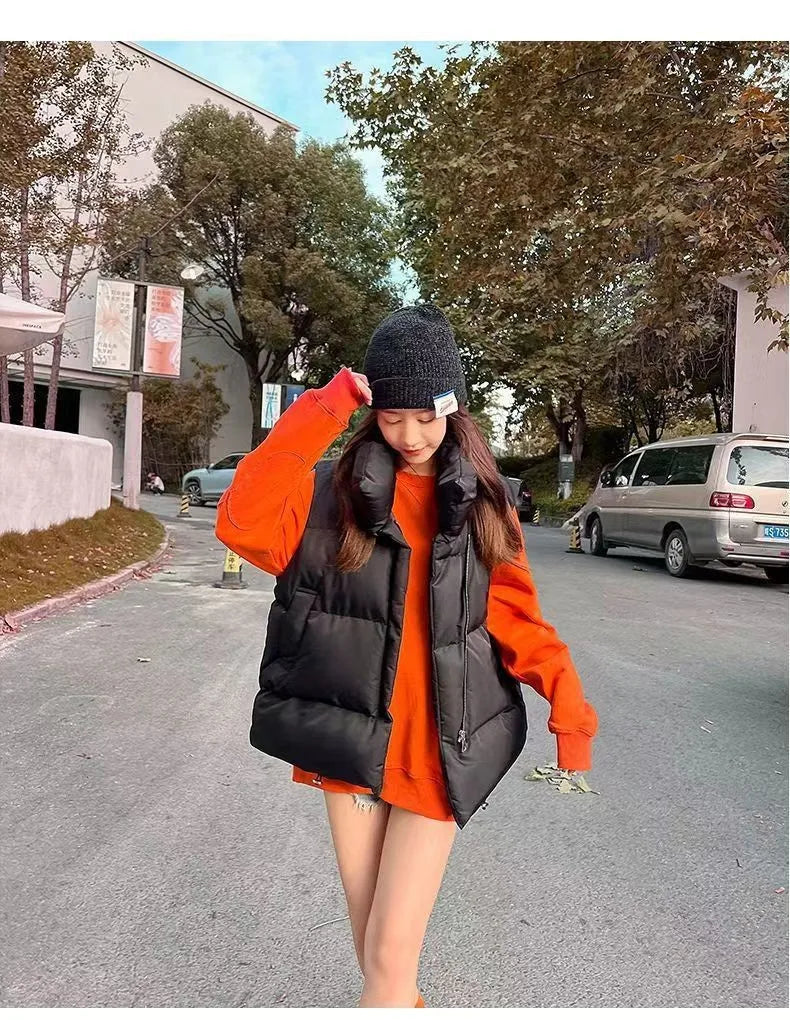 \Women's Stand Collar Zipper Vest