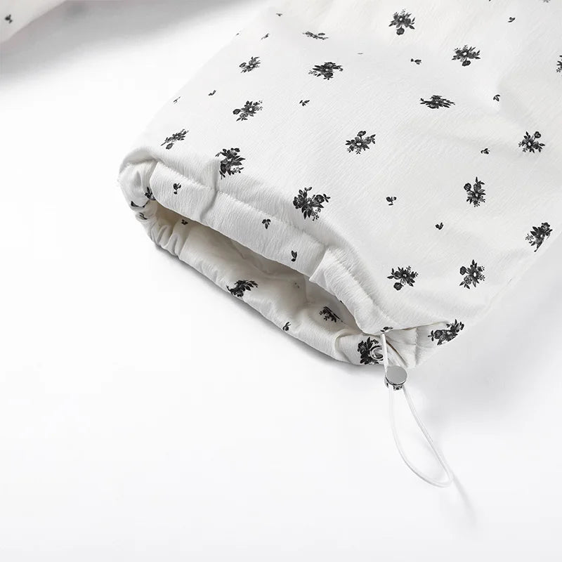Chic Striped Hooded Puffer Coat Set