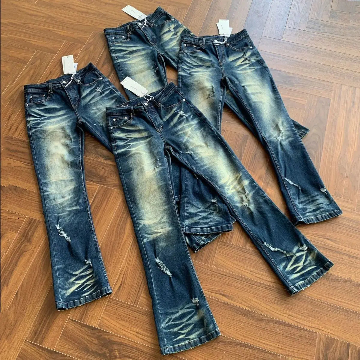 Washed Cat Beard Jeans