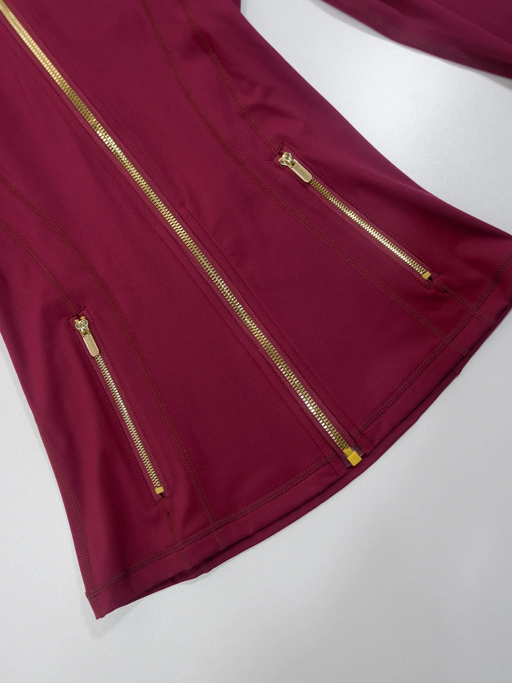 Gold zipper jacket and yoga pants set