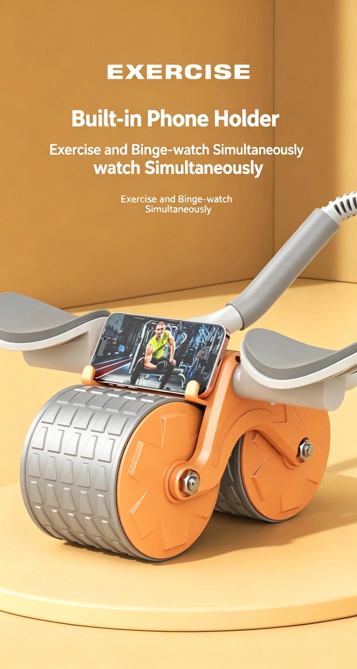 New Ab Roller Wheel with Knee Mat & Timer Automatic with Elbow Support