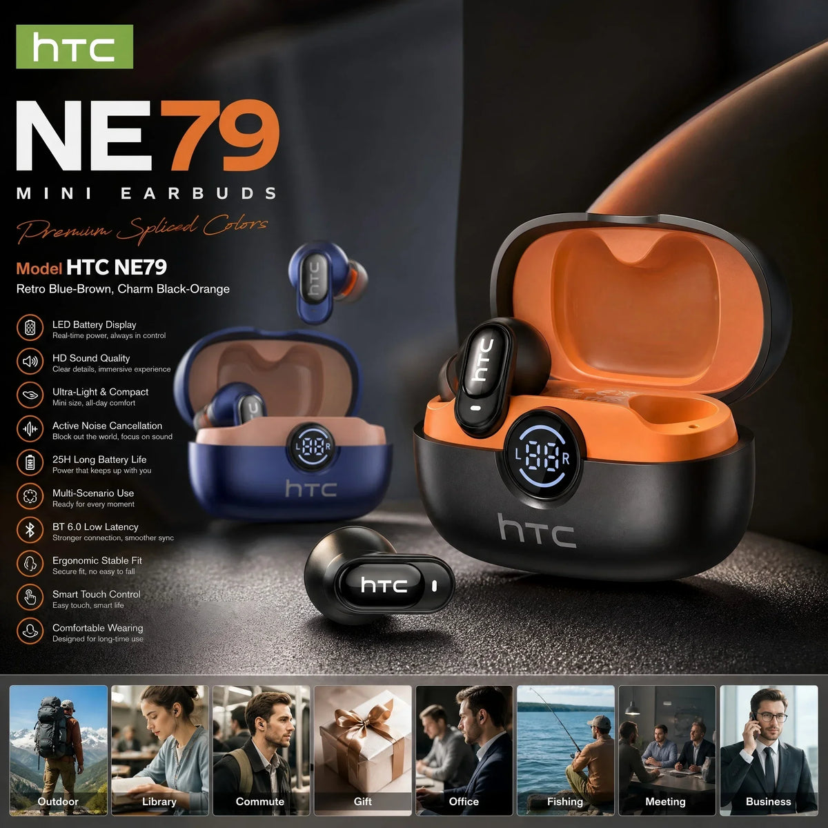 HTC NE79 Bluetooth AI Translator Earbuds