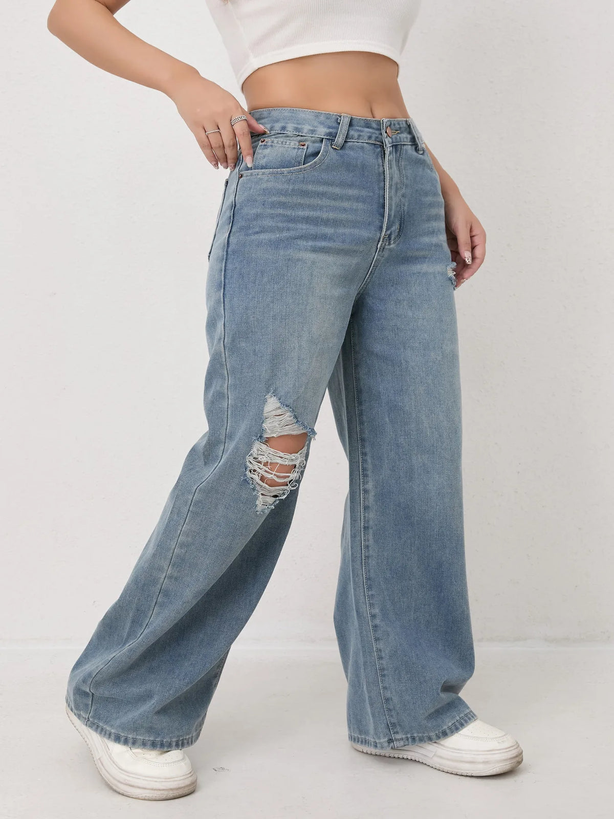 Women's Loose Fit Casual High Waist Jeans