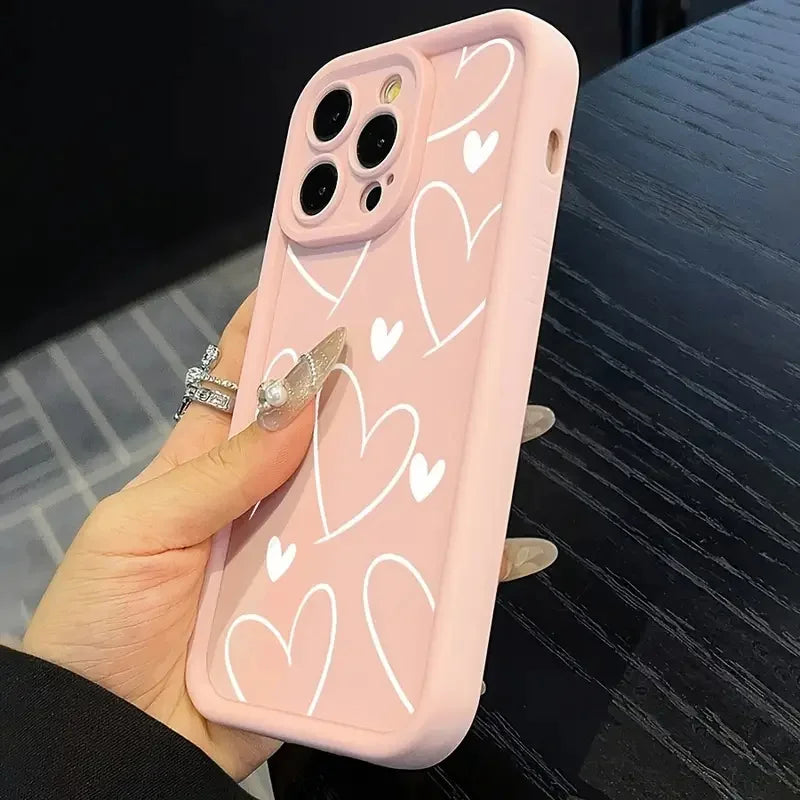 Cute Pink Love Heart Phone Cases For iPhone