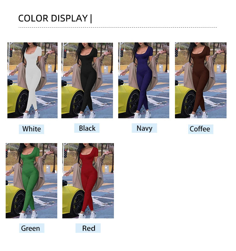 Women's Short Sleeve Solid Color One-piece
