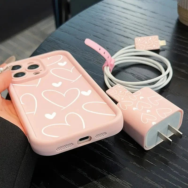 Cute Pink Love Heart Phone Cases For iPhone