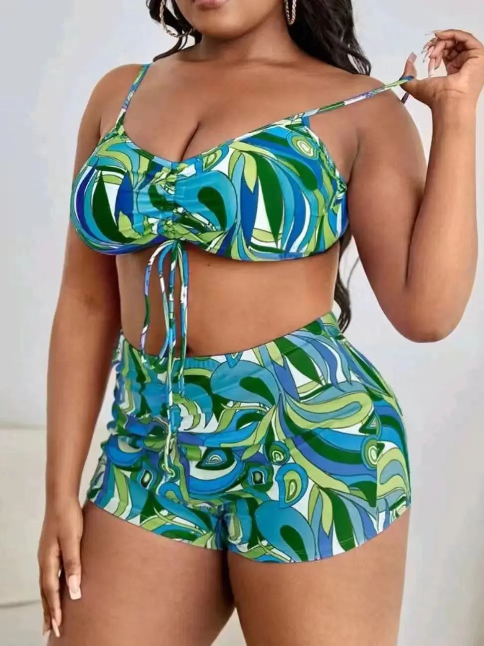 Plus Size 3 Piece Tummy Control Swimwear Bikini Sets