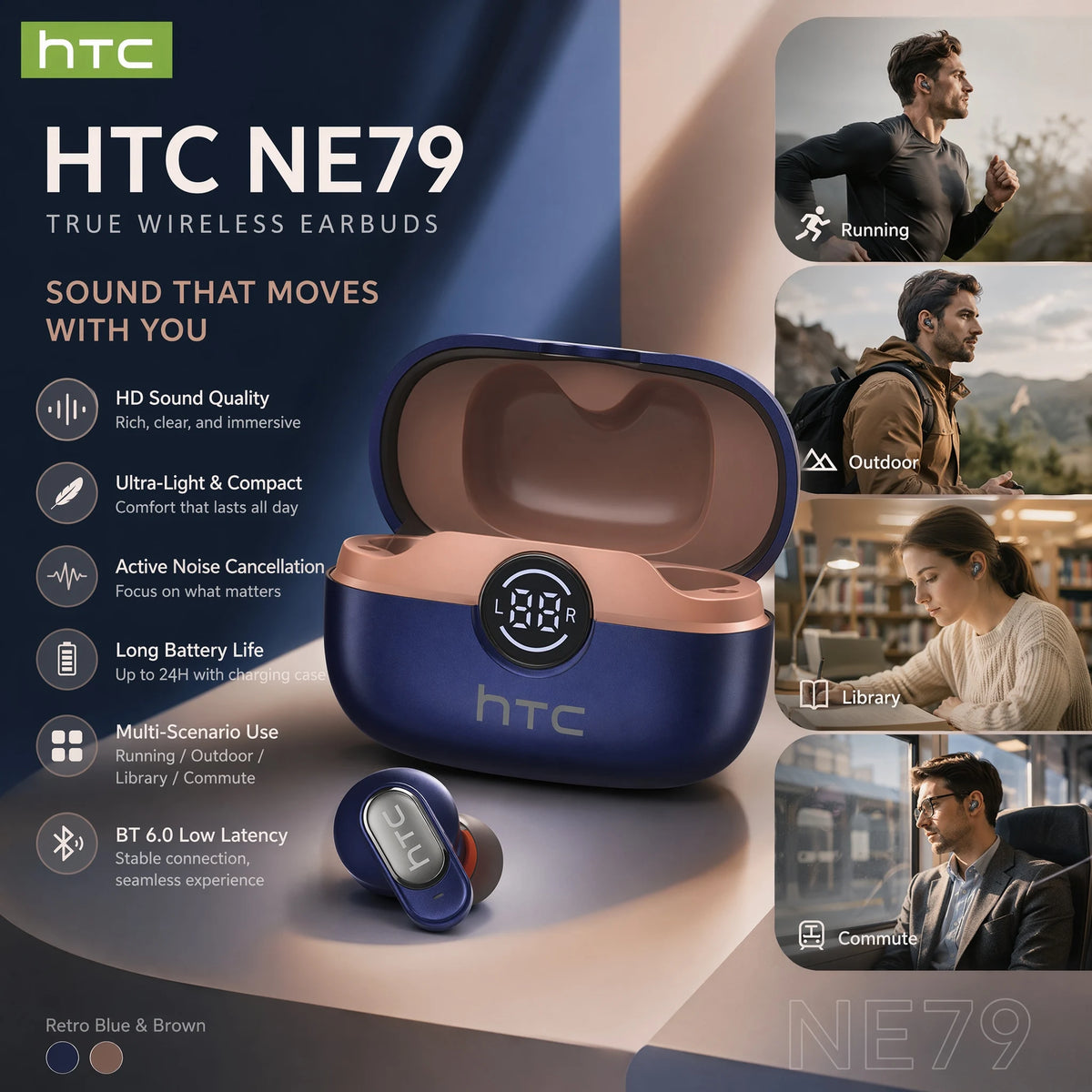 HTC NE79 Bluetooth AI Translator Earbuds