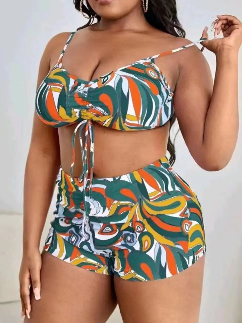 Plus Size 3 Piece Tummy Control Swimwear Bikini Sets