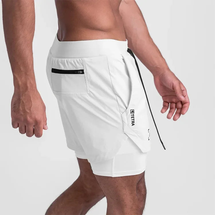 ASRV Mens Quick Dry 2 in 1 Double-deck gym Shorts
