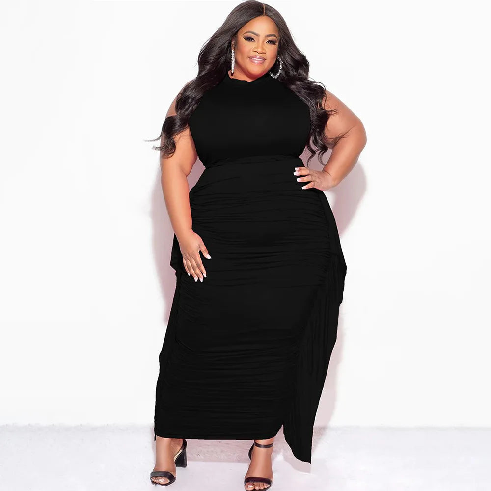 Plus Size Tassel Matching Set Women Chubby Crop Top Female Ruced Dress Luxury Elegant Outfit 2024 Summer Two Piece Skirt Set