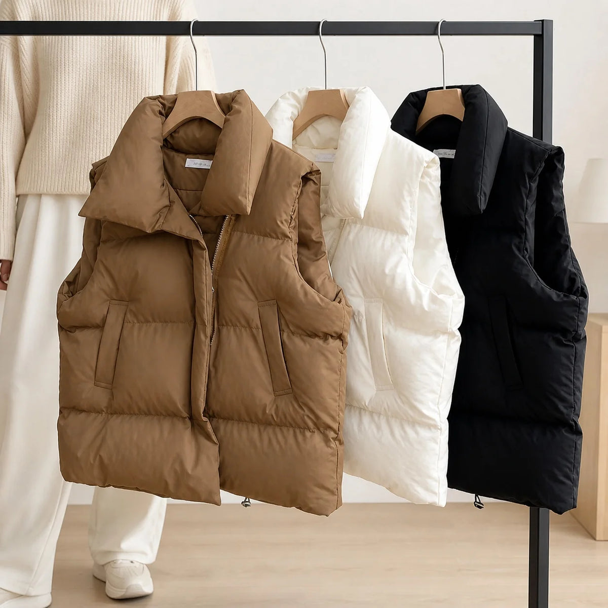 \Women's Stand Collar Zipper Vest