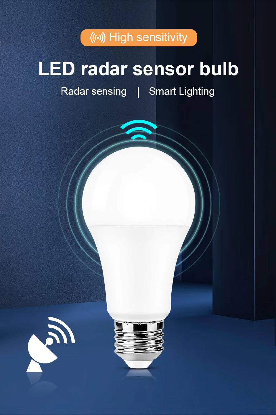 2pc Radar Motion Sensor Light 110V E26 LED