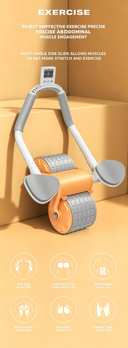 New Ab Roller Wheel with Knee Mat & Timer Automatic with Elbow Support