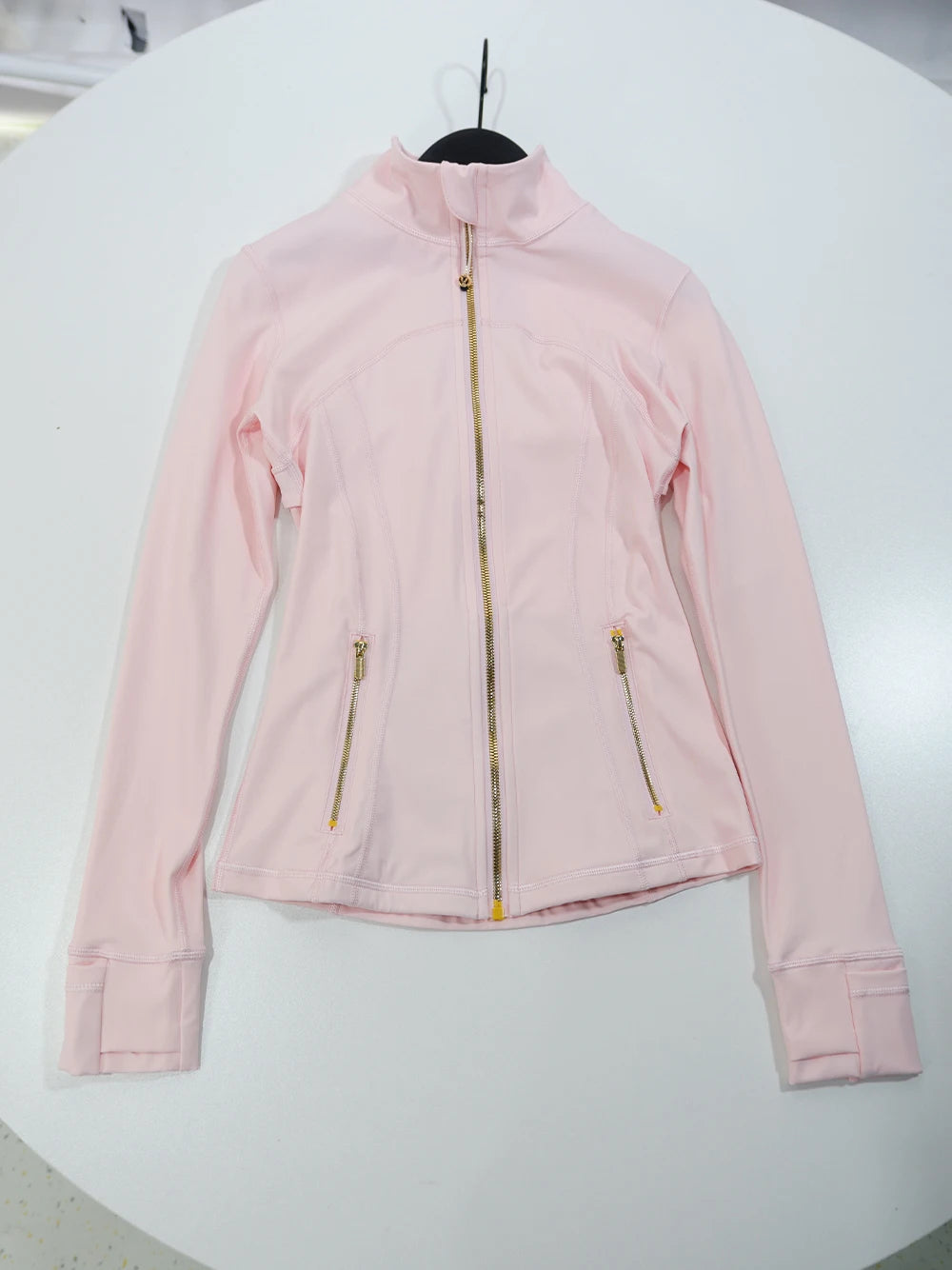 Gold zipper jacket and yoga pants set
