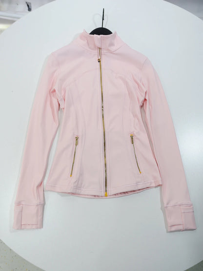 Gold zipper jacket and yoga pants set