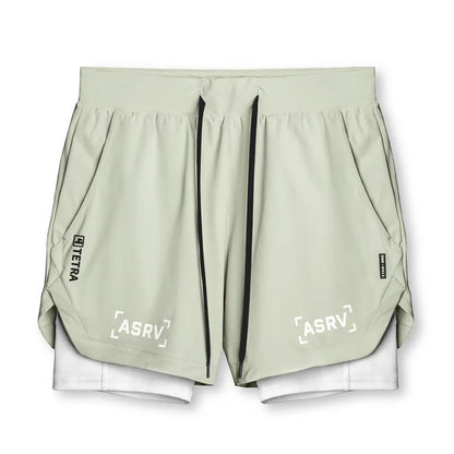ASRV Mens Quick Dry 2 in 1 Double-deck gym Shorts