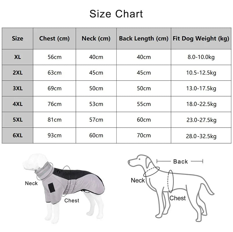 Reflective High Collar Warm Large Dog Coats