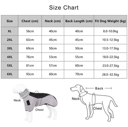 Reflective High Collar Warm Large Dog Coats