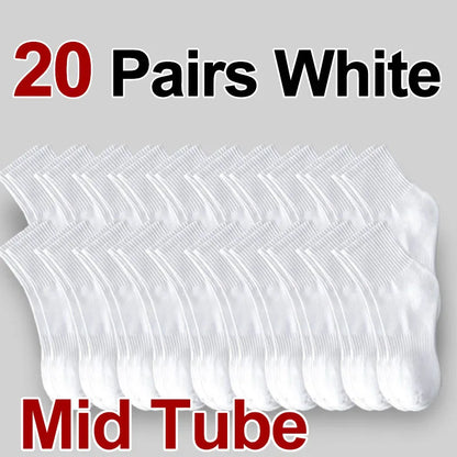 5/10/20 Pairs Neutral Solid Color Socks