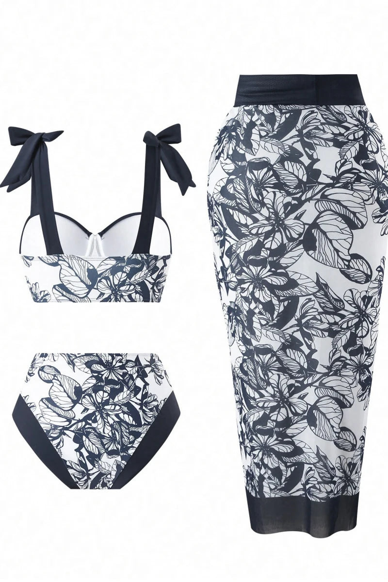 2025 Women Bikinis Set With Cover Swimsuit  Swimwear  Plus Size Push Up  Large Big Floral Swimming Suits Beachwear Bathing Suits