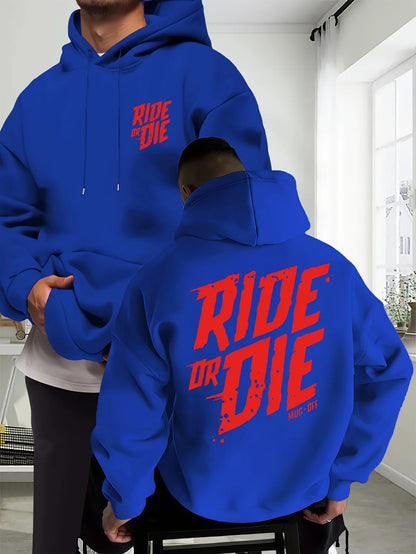 Ride Or Die Letter Graphic Men's Biker Hoodie