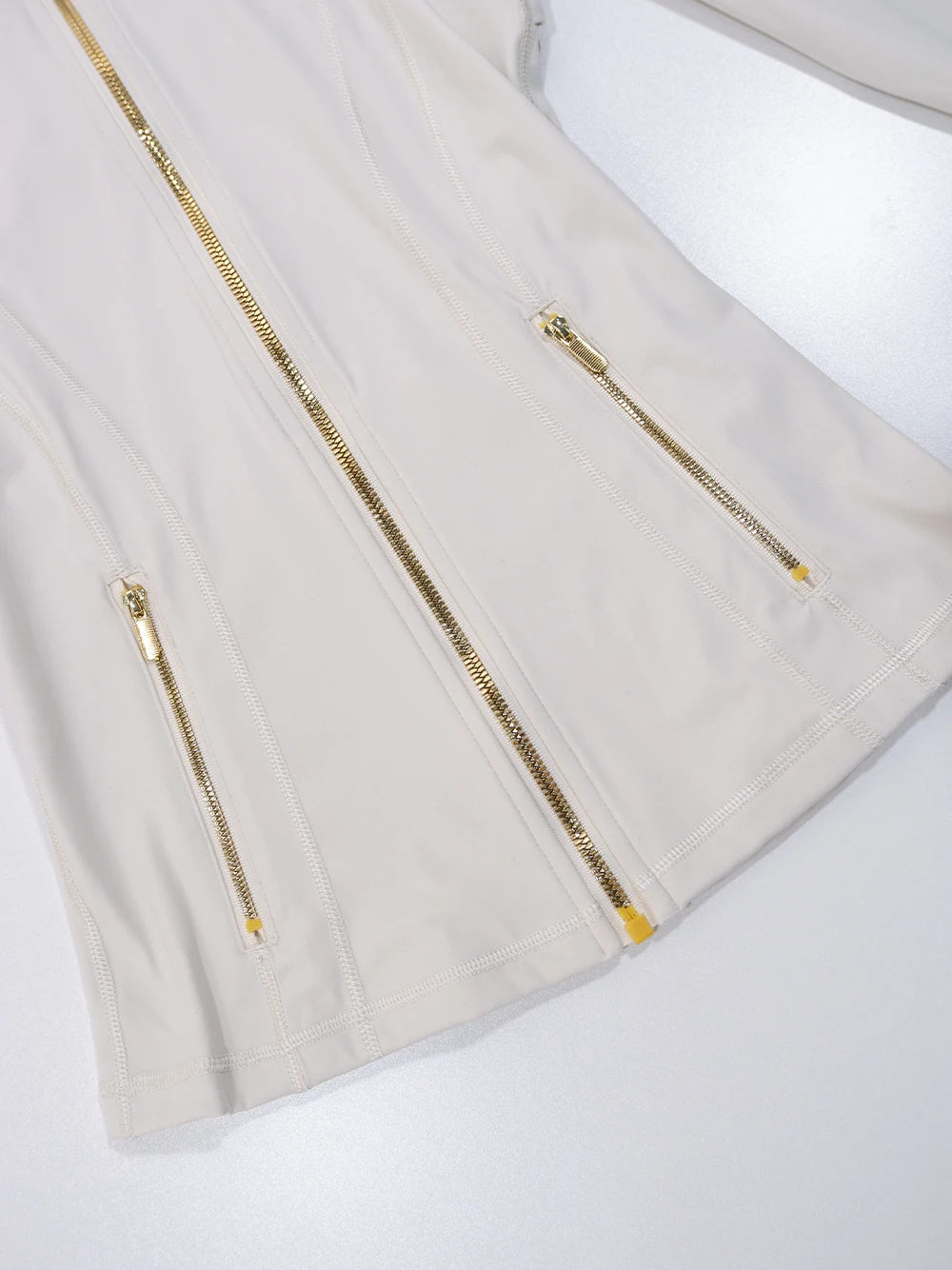 Gold zipper jacket and yoga pants set