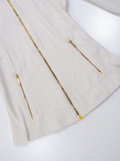 Gold zipper jacket and yoga pants set