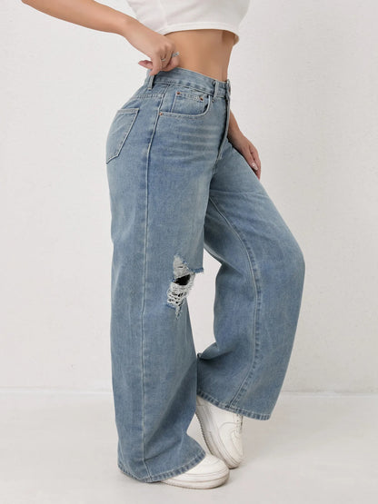Women's Loose Fit Casual High Waist Jeans