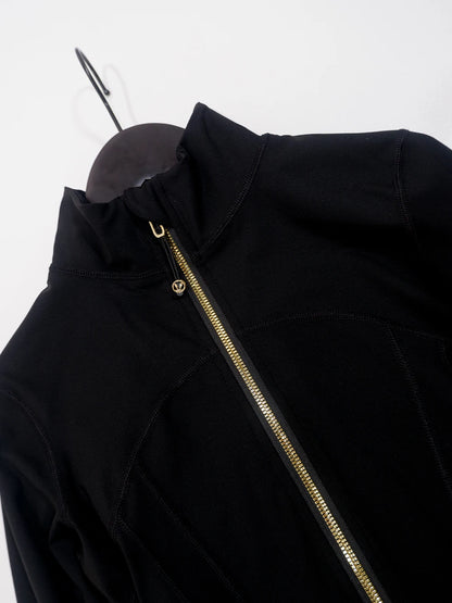 Gold zipper jacket and yoga pants set