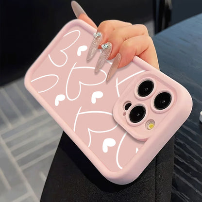 Cute Pink Love Heart Phone Cases For iPhone