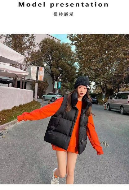 \Women's Stand Collar Zipper Vest