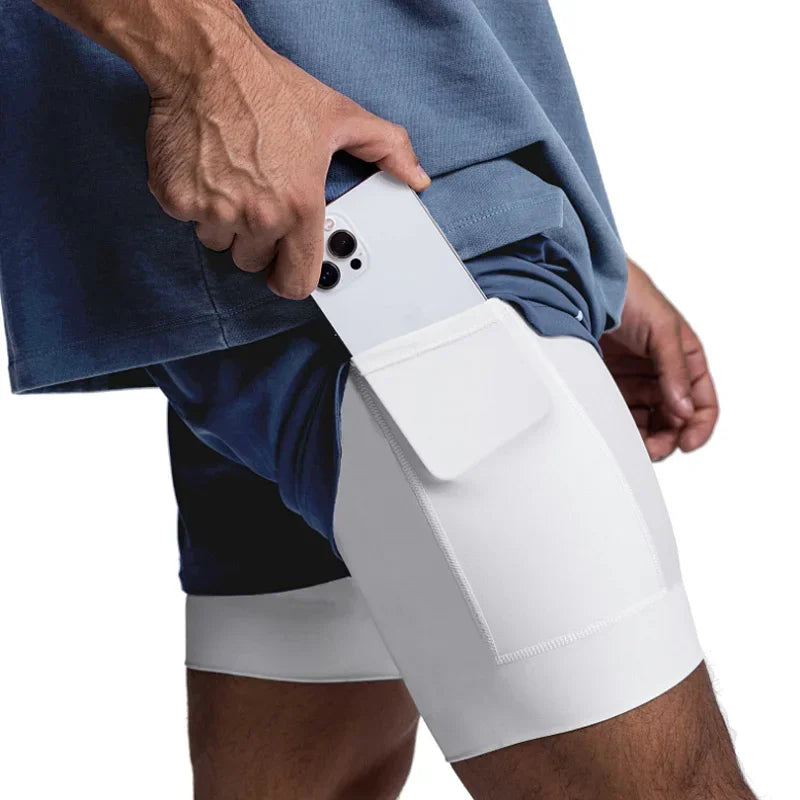 Men's Gyms Fitness 2 in 1 Quick Dry Shorts