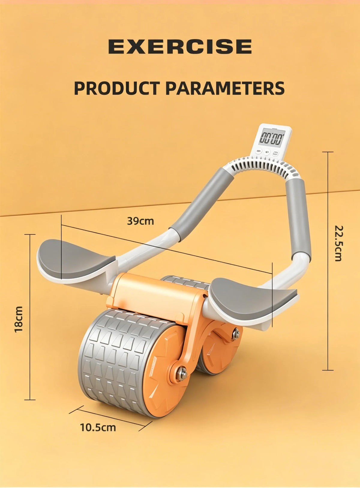 New Ab Roller Wheel with Knee Mat & Timer Automatic with Elbow Support