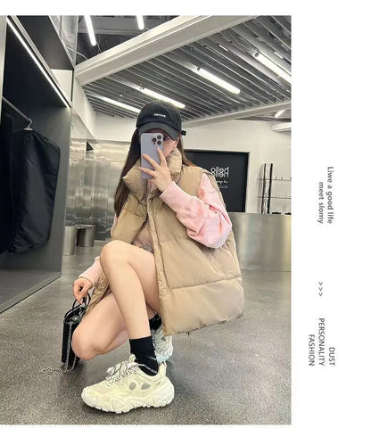 \Women's Stand Collar Zipper Vest