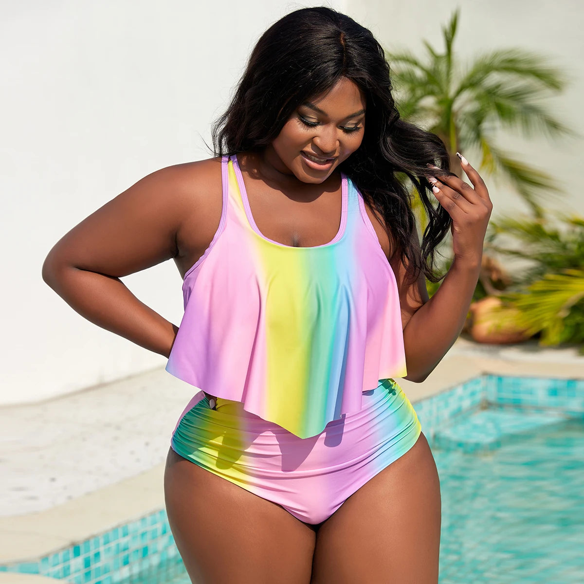 Plus Size Push Up Floral Swimsuits