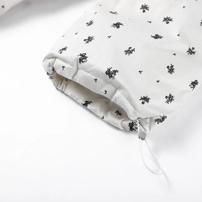 Chic Striped Hooded Puffer Coat Set
