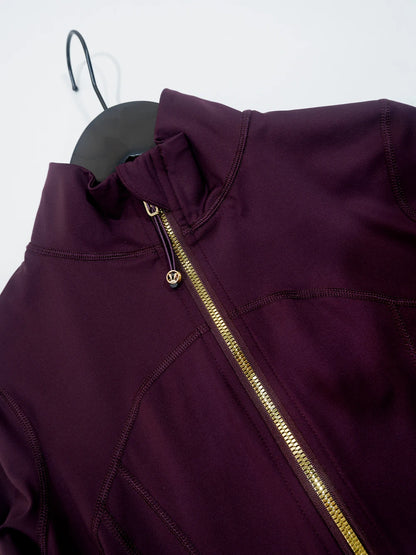Gold zipper jacket and yoga pants set