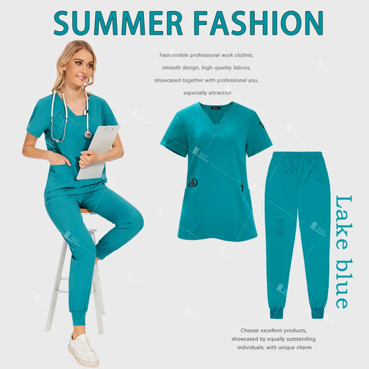 Woman Scrub Set Medical Nurse Workwear Clinical Scrubs