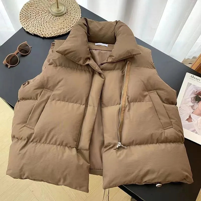 \Women's Stand Collar Zipper Vest