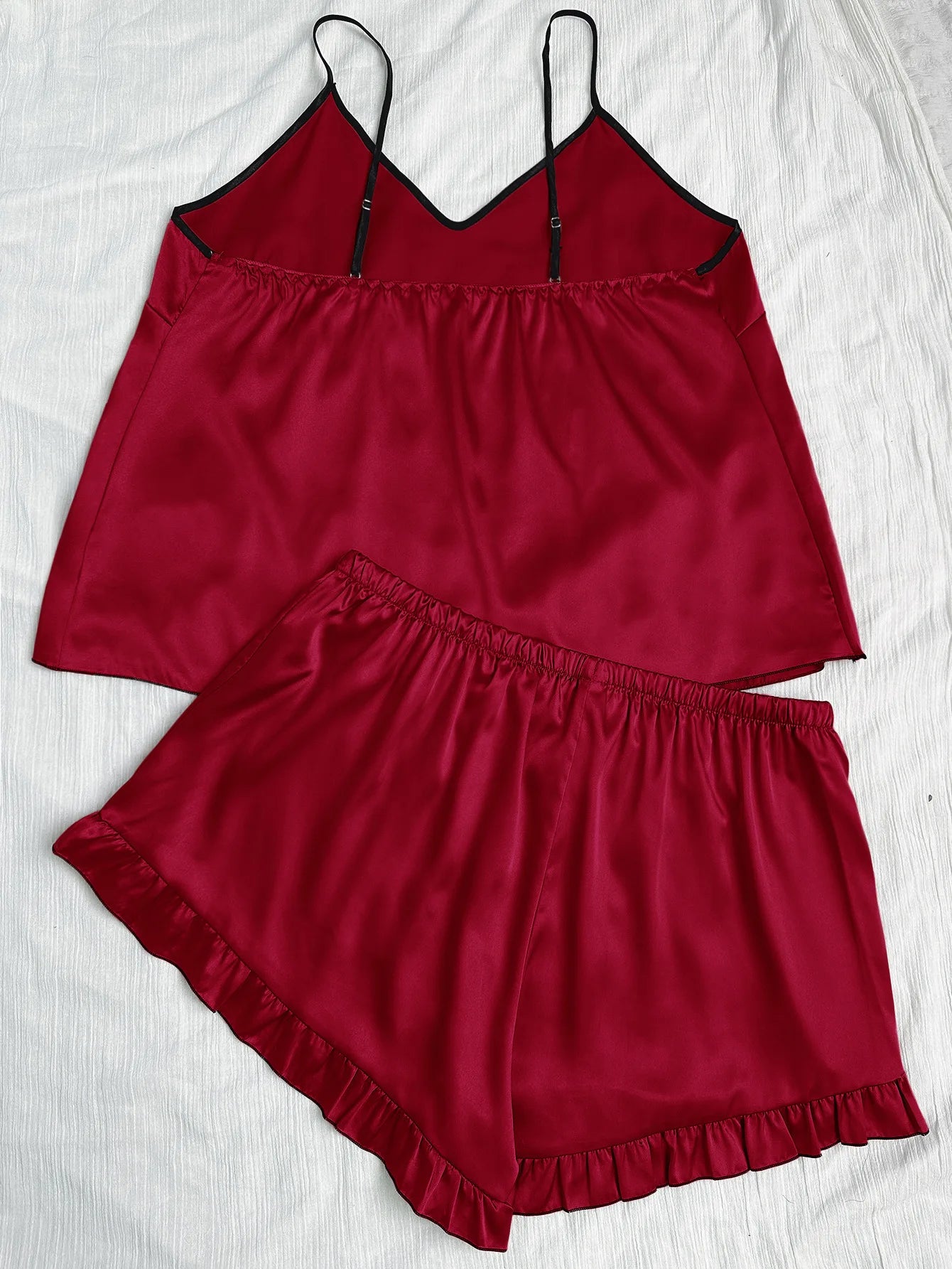 Plus Size High Waist Satin Pajama Set